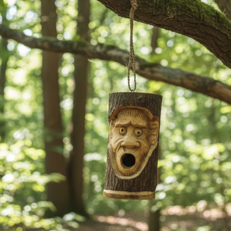 Tree Trunk Face - Bird House - Angry Monkey