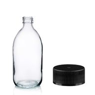 150ml Clear Glass Medicine Bottle with Black Plastic Cap
