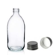 200ml Clear Glass Medicine Bottle with Black Aluminium Cap