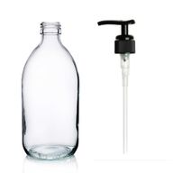 300ml Clear Glass Medicine Bottle with Black Plastic Pump