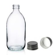 500ml Clear Glass Medicine Bottle with Black Aluminium Cap