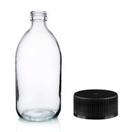500ml Clear Glass Medicine Bottle with Black Plastic Cap