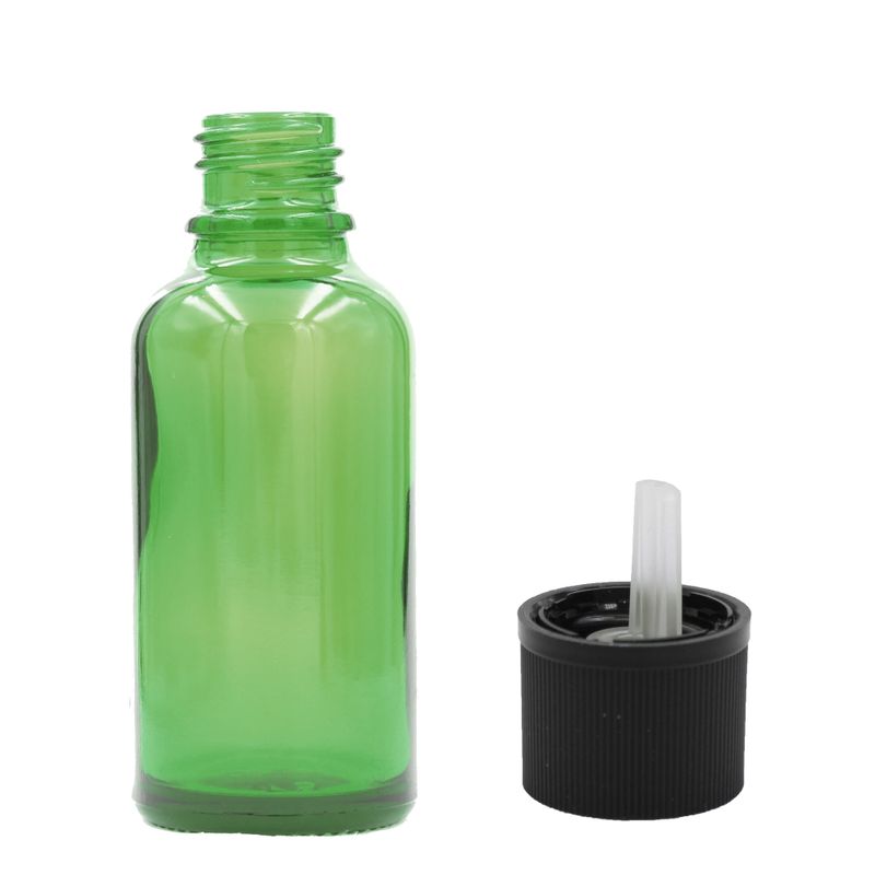 50ml Green Glass Dropper Bottle  with Child Resistant Dropper Cap
