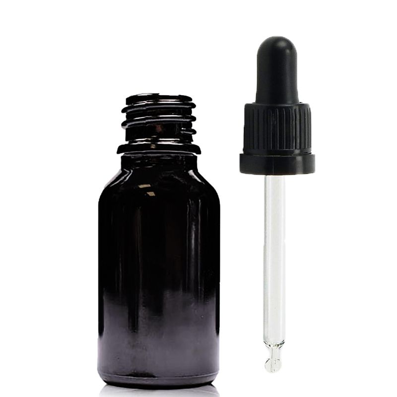 15ml Black Glass Dropper Bottle  with Black T/E Pipette