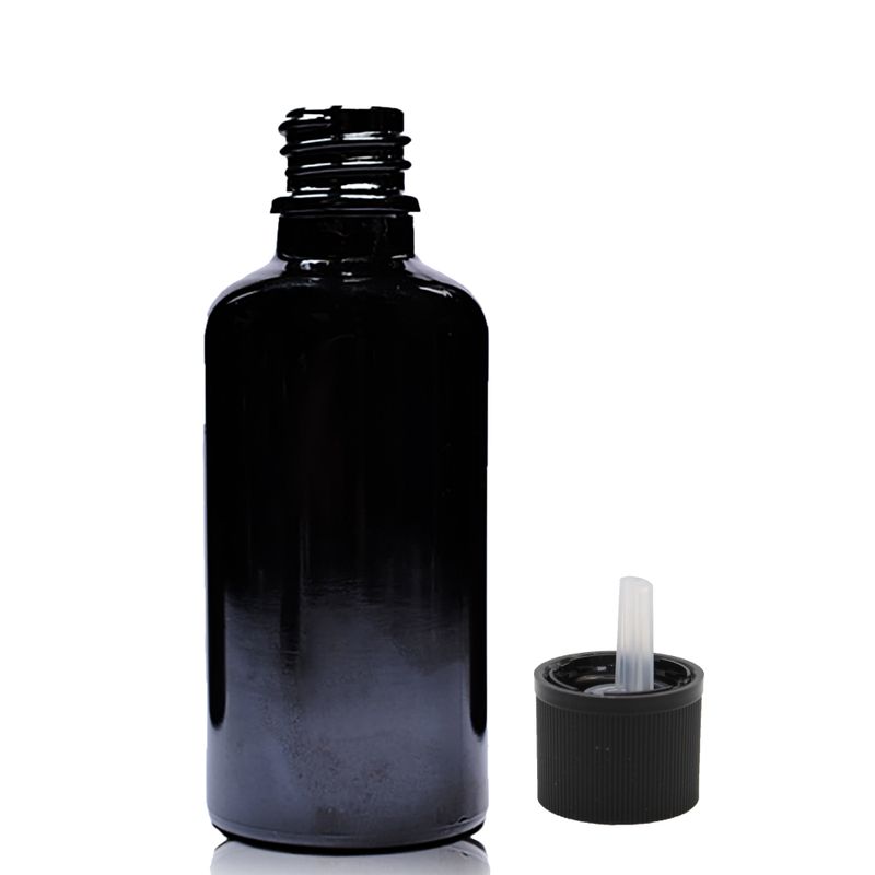 50ml Black Glass Dropper Bottle  with Child Resistant Dropper Cap