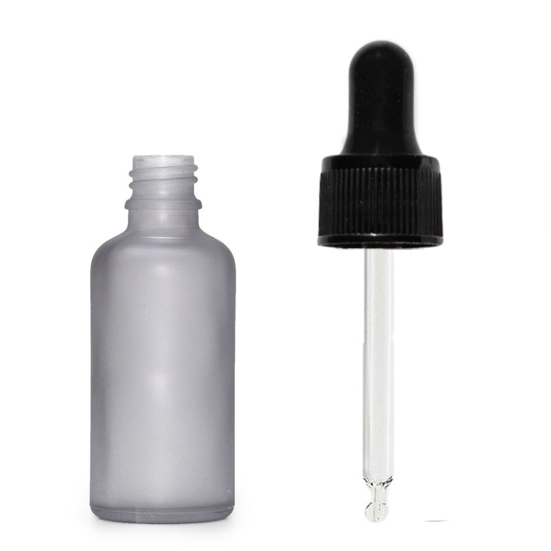 10ml Frosted Grey Glass Dropper Bottle with Black Pipette