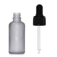 30ml Frosted Grey Glass Dropper Bottle with Black Pipette