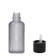 30ml Frosted Grey Glass Dropper Bottle with Child Resistant Dropper Cap