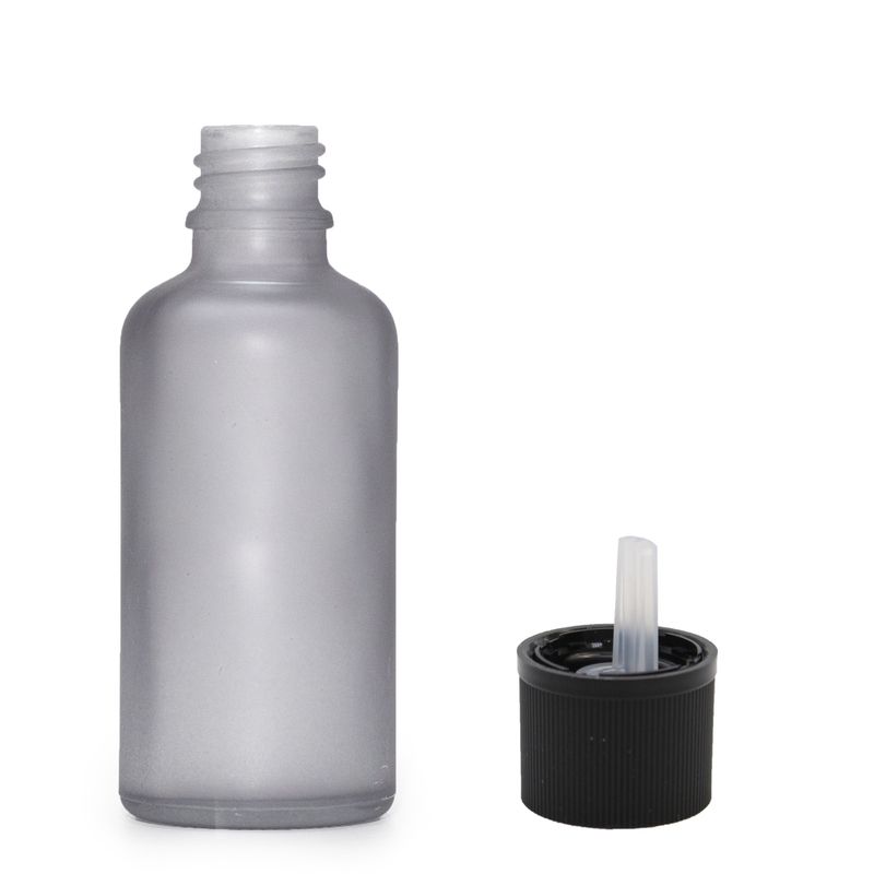 50ml Frosted Grey Glass Dropper Bottle with Child Resistant Dropper Cap