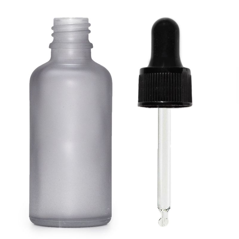 100ml Frosted Grey Glass Dropper Bottle with Black Pipette