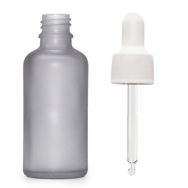 100ml Frosted Grey Glass Dropper Bottle with White Pipette