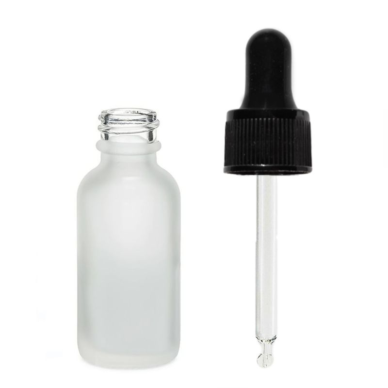 10ml Frosted White Glass Dropper Bottle with Black Pipette