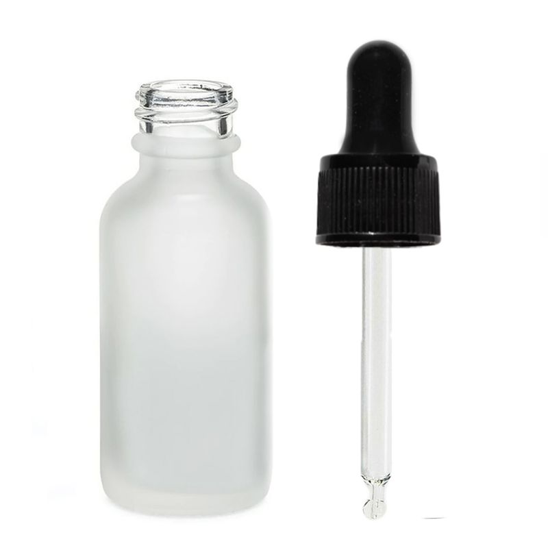 50ml Frosted White Glass Dropper Bottle with Black Pipette