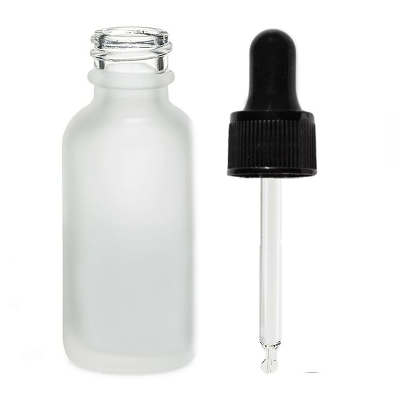 100ml Frosted White Glass Dropper Bottle with Black Pipette