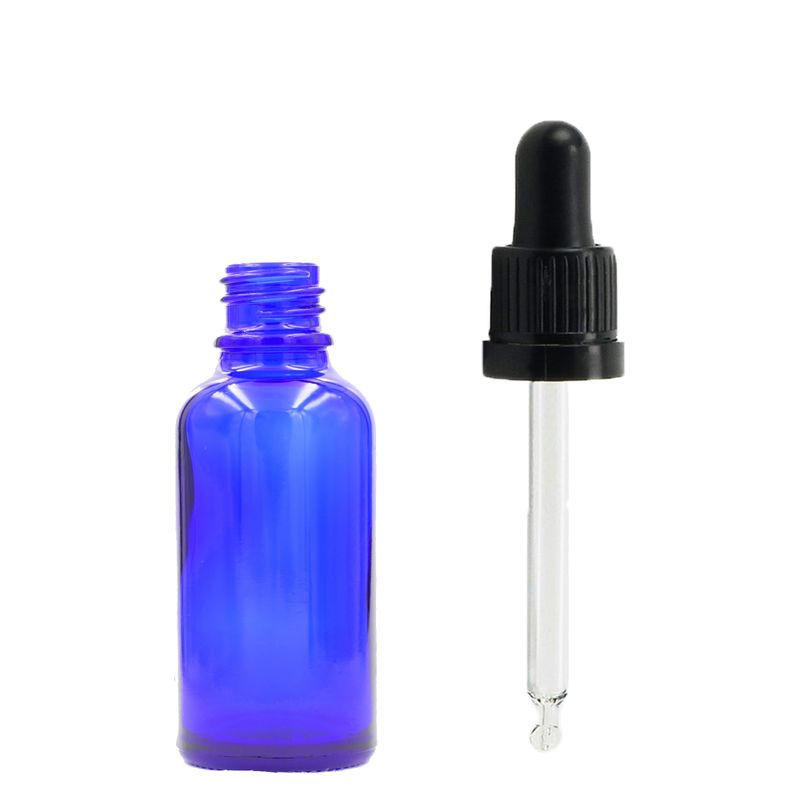 5ml Blue Glass Dropper Bottle  with Black T/E Pipette