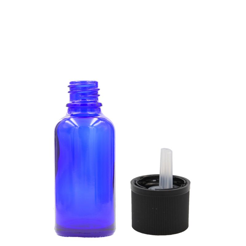 5ml Blue Glass Dropper Bottle with Child Resistant Dropper Cap