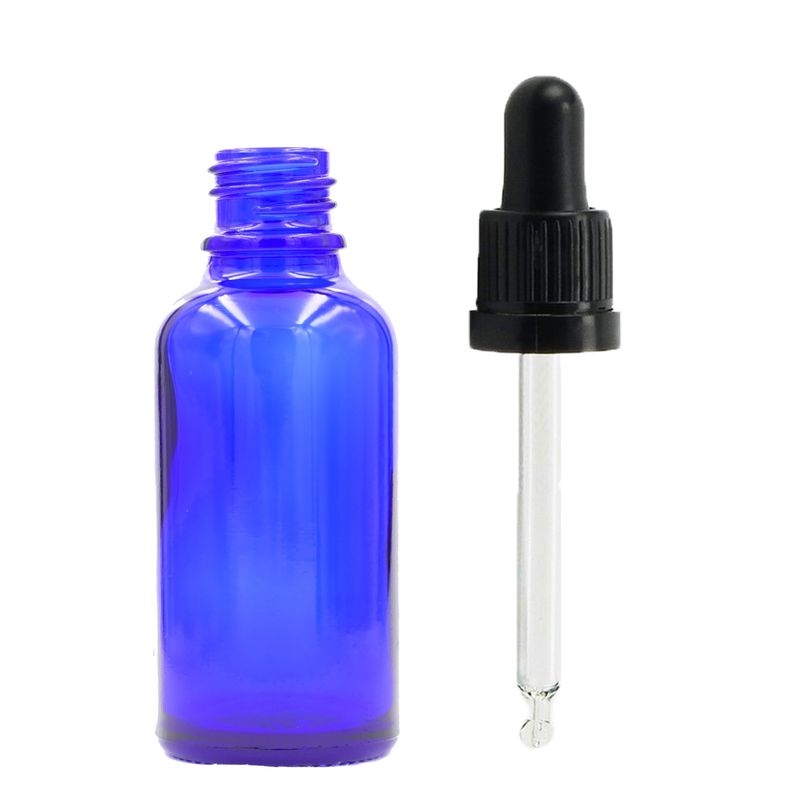 30ml Blue Glass Dropper Bottle  with Black T/E Pipette