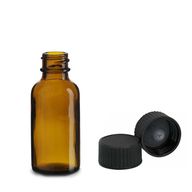 30ml Amber Glass Boston Bottle with Black Plastic Cap
