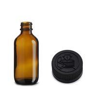 60ml Amber Glass Boston Bottle with Child Resistant Black Plastic Cap