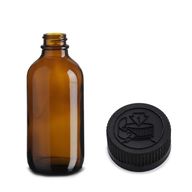 120ml Amber Glass Boston Bottle with Child Resistant Black Plastic Cap