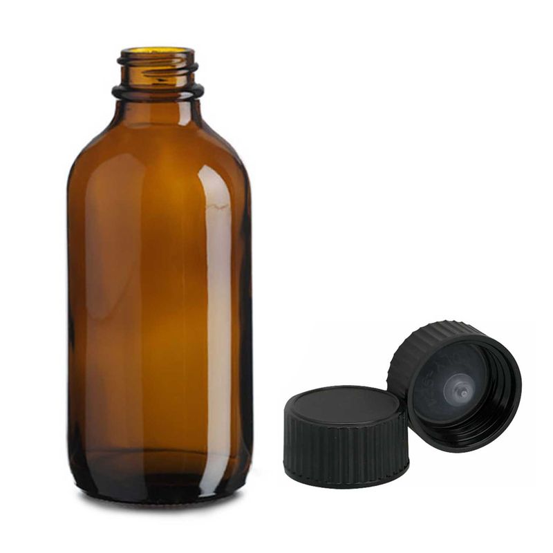 500ml Amber Glass Boston Bottle with Black Plastic Cap