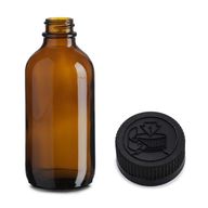 500ml Amber Glass Boston Bottle with Child Resistant Black Plastic Cap