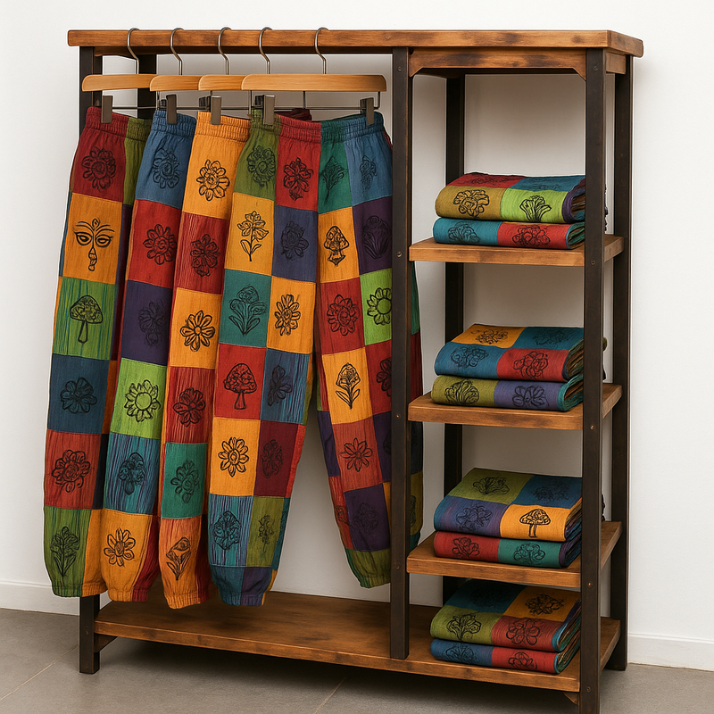 Mushroom Pants with Block Print Designs Starter Set with Free Clothes Rack