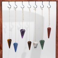 Gemstone Pyramids Pendulums with Brown Display Stand