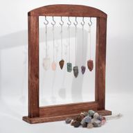 Gemstone Raw Crystals Pendulums with Brown Display Stand