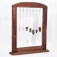 Gemstone Raw Crystals Pendulums with Brown Display Stand