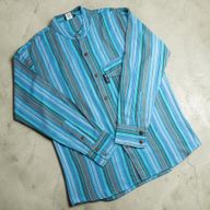 Nomad Sari Grandad Shirt - Turquoise - Medium