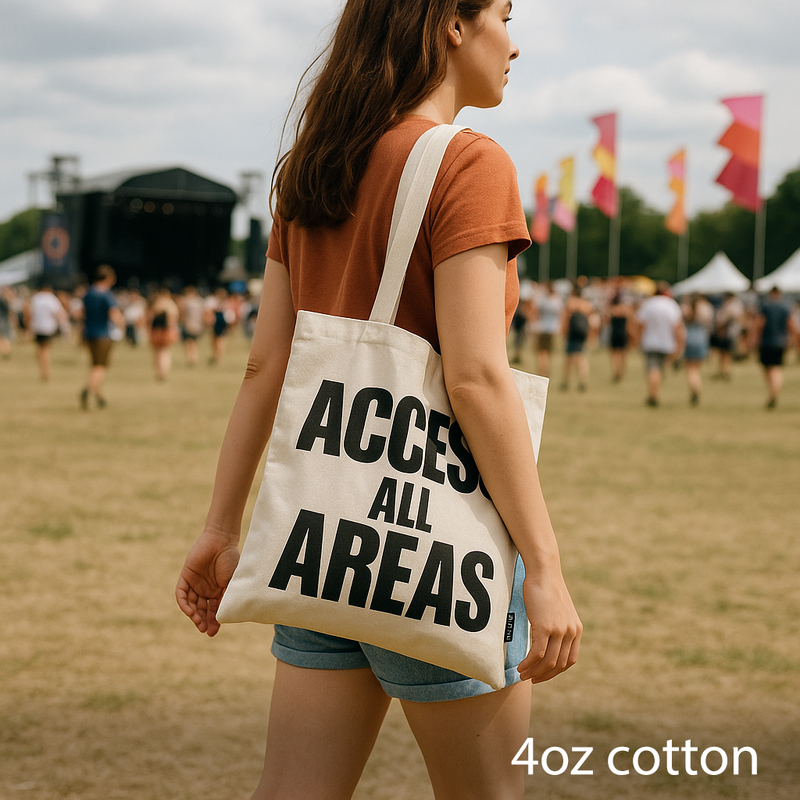 Iconic Basic Tote Bag - ACCESS ALL AREA (40x36cm) - Natural 4oz