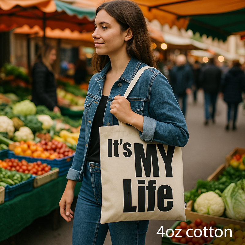 Iconic Basic Tote Bag - IT's MY LIFE (40x36cm) - Natural 4oz