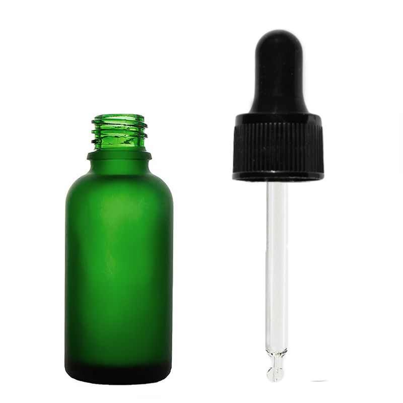 10ml Frosted Green Glass Dropper Bottle with Black Pipette