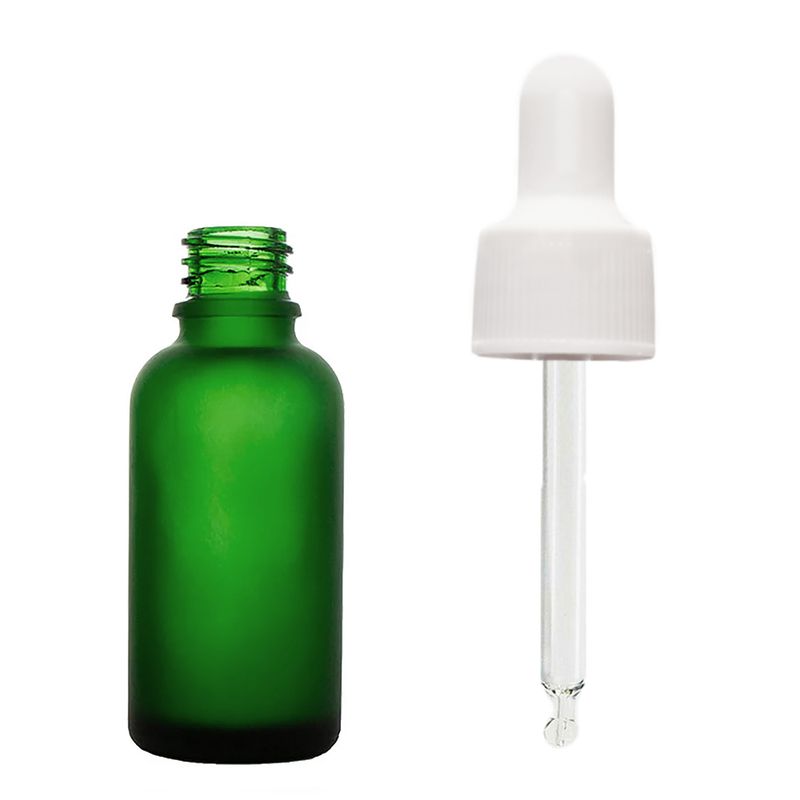 10ml Frosted Green Glass Dropper Bottle with White Pipette