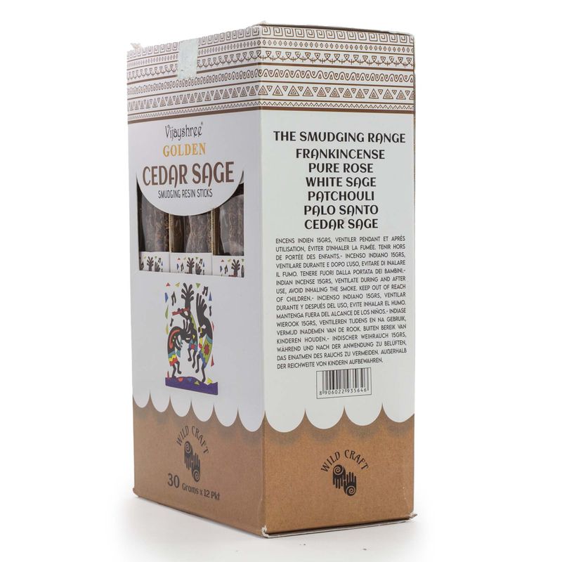 30g Golden Cedar Sage Smudging Resin Sticks