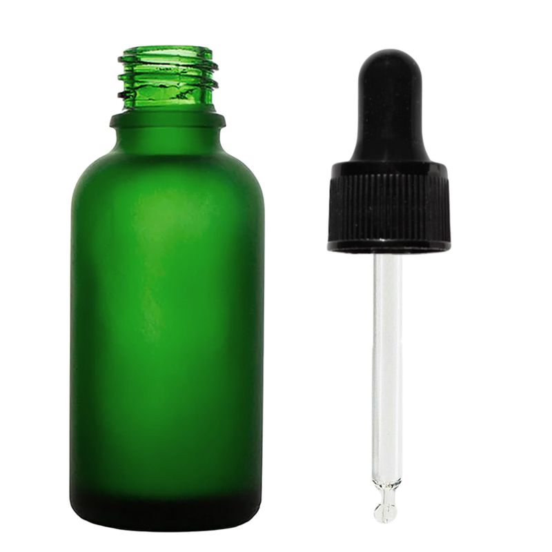 100ml Frosted Green Glass Dropper Bottle with Black Pipette