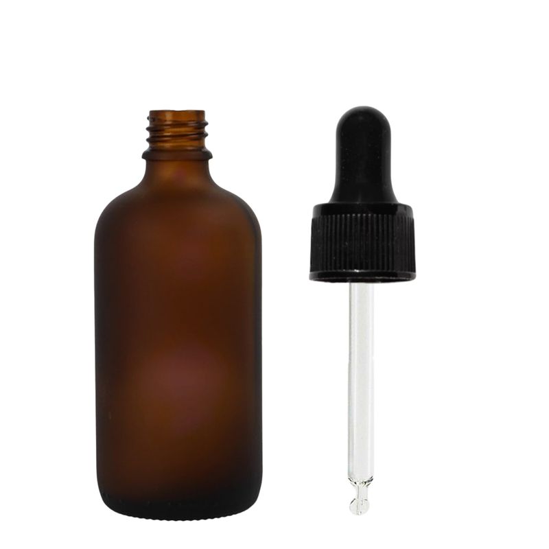 30ml Frosted Amber Glass Dropper Bottle with Black Pipette