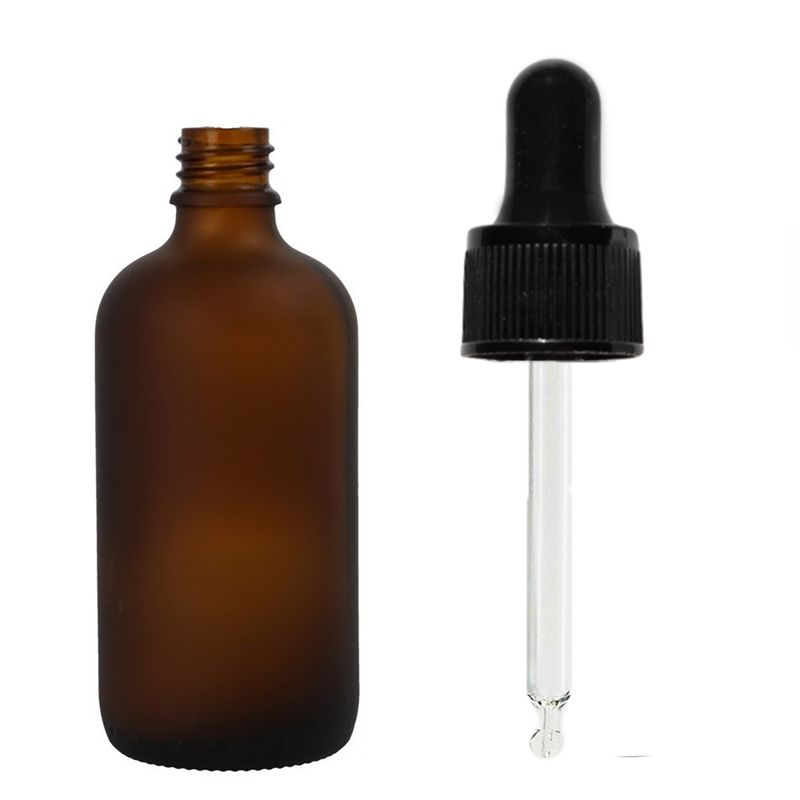 50ml Frosted Amber Glass Dropper Bottle with Black Pipette