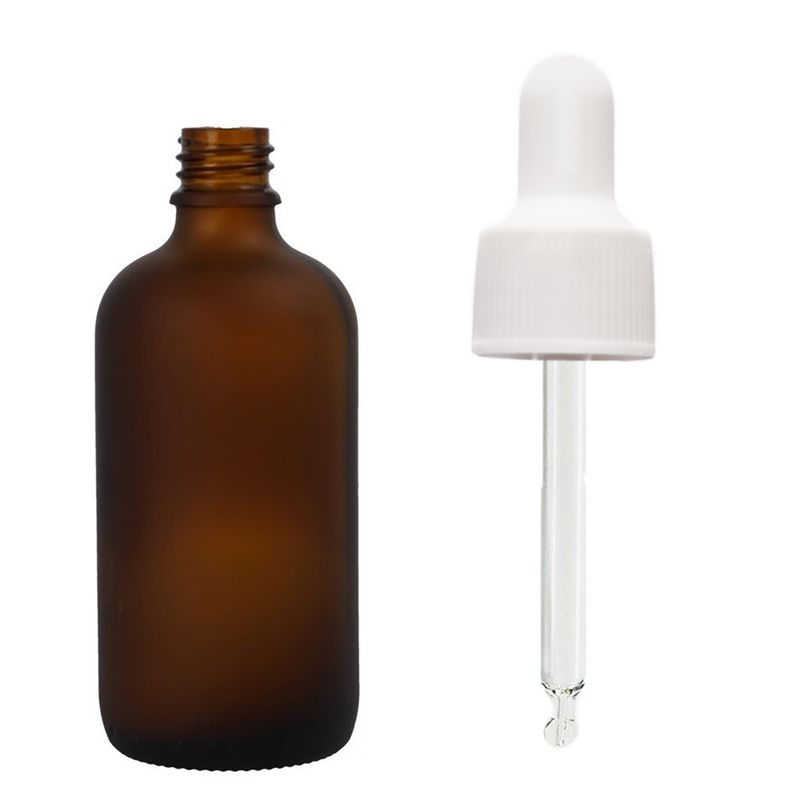 50ml Frosted Amber Glass Dropper Bottle with White Pipette