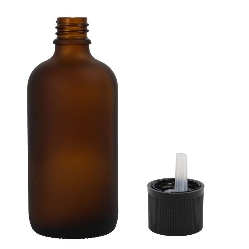 100ml Frosted Amber Glass Dropper Bottle with Child Resistant Dropper Cap