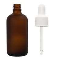 100ml Frosted Amber Glass Dropper Bottle with White Pipette