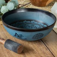 Lrg Aluminum Singing Bowl - Tibetan Double Dorjy Design - Blue (27cm)