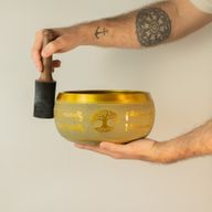 Lrg Aluminum Singing Bowl - Buddha Tree of Life - Copper Colour (19cm)