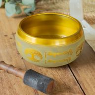 Lrg Aluminum Singing Bowl - Buddha Tree of Life - Copper Colour (19cm)