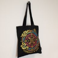 Iconic Classic Tote Bag - Compass of Life - Black 6oz (40x36cm)