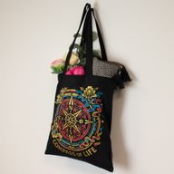 Iconic Classic Tote Bag - Compass of Life - Black 6oz (40x36cm)