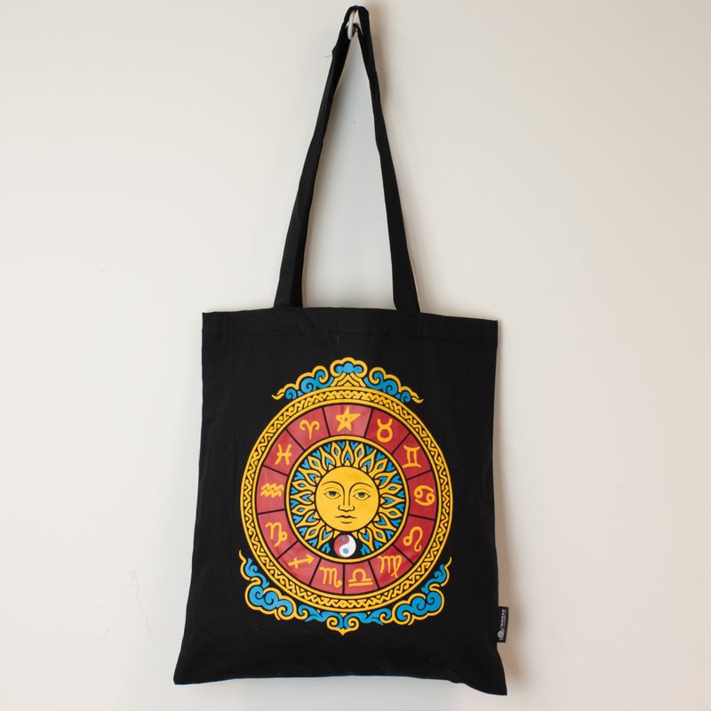 Iconic Classic Tote Bag - Zodiac Sun - Black 6oz (40x36cm)