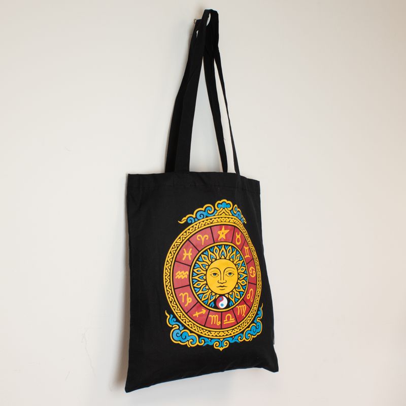 Iconic Classic Tote Bag - Zodiac Sun - Black 6oz (40x36cm)