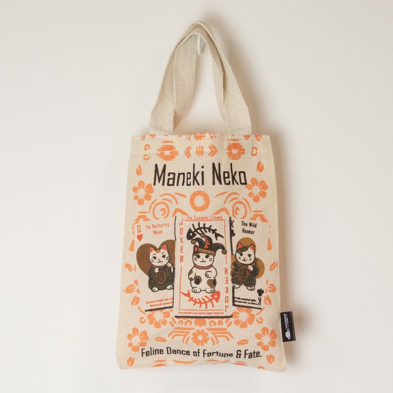 Iconic Mini Gift Tote Bag - Maneki Neko (4 assorted designs) - (25x20cm) - Natural 4oz